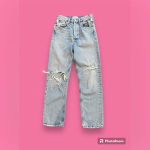 Agolde loose fit 90s light wash distressed jeans